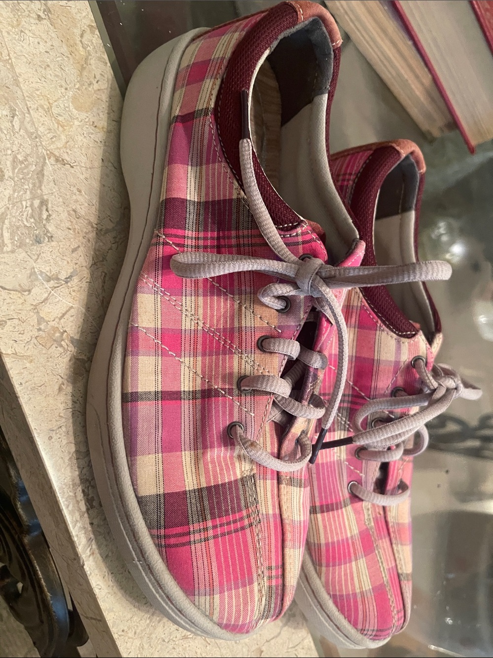 Dansko Pink Plaid Lace-Up Sneakers
